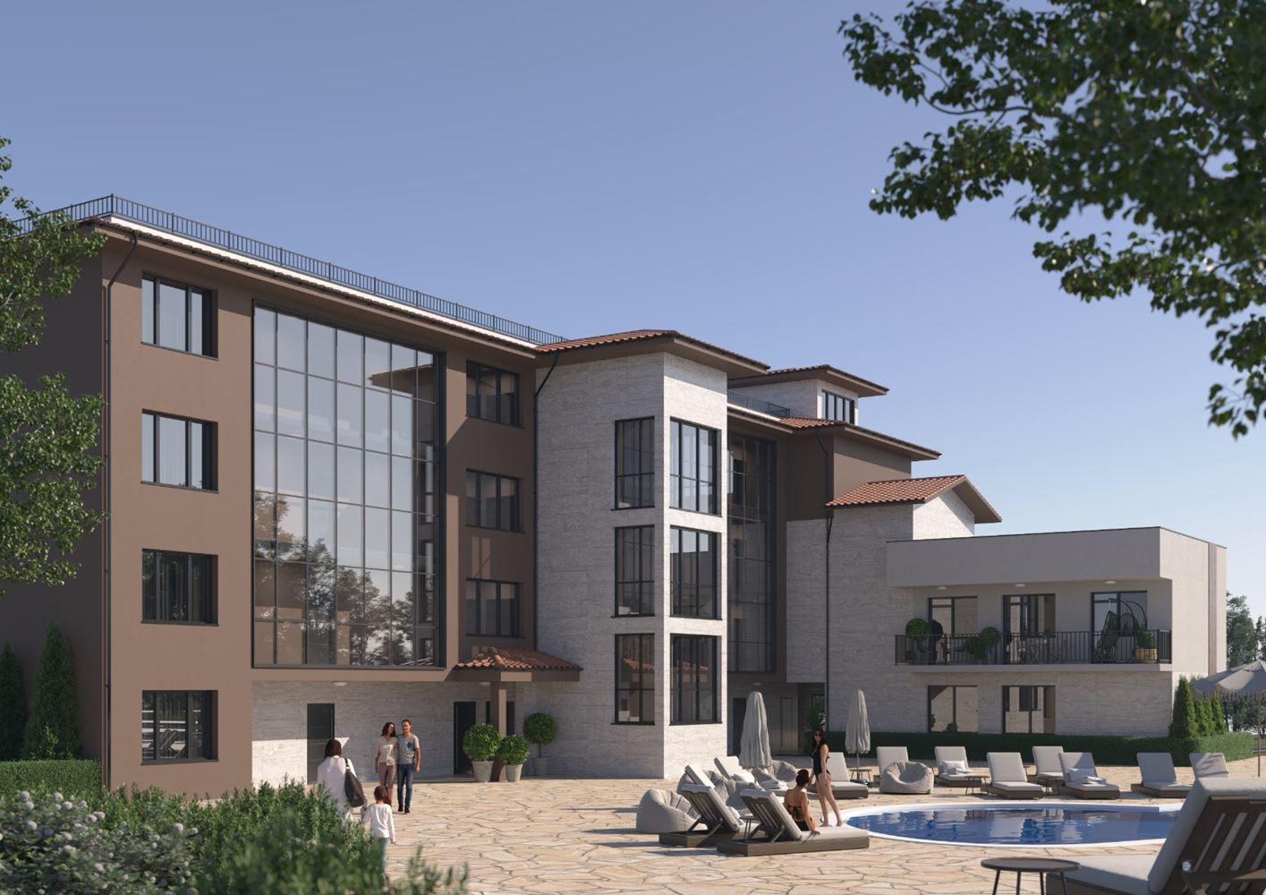 Luxusní prostorný dům s panoramatickými terasami a vlastní zahradou v moderním komplexu u moře