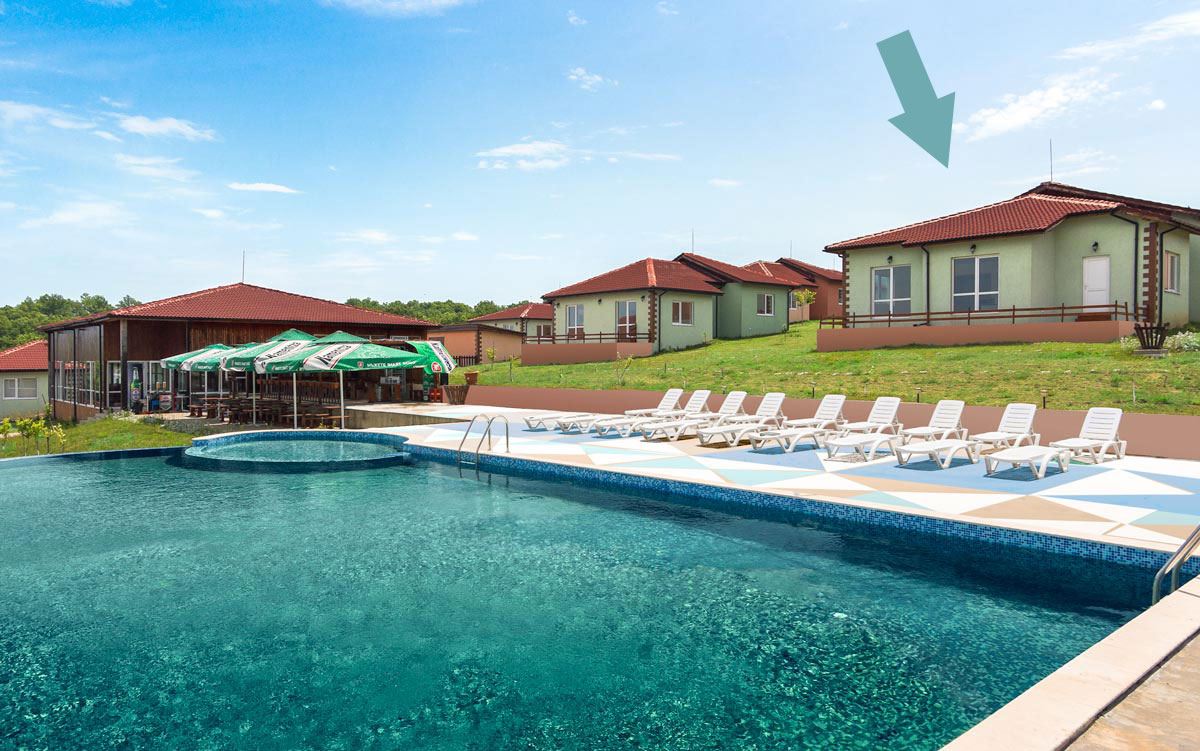 Prostorný jednopodlažní dům s panoramatickým výhledem v eko-komplexu na pohoří Balkán