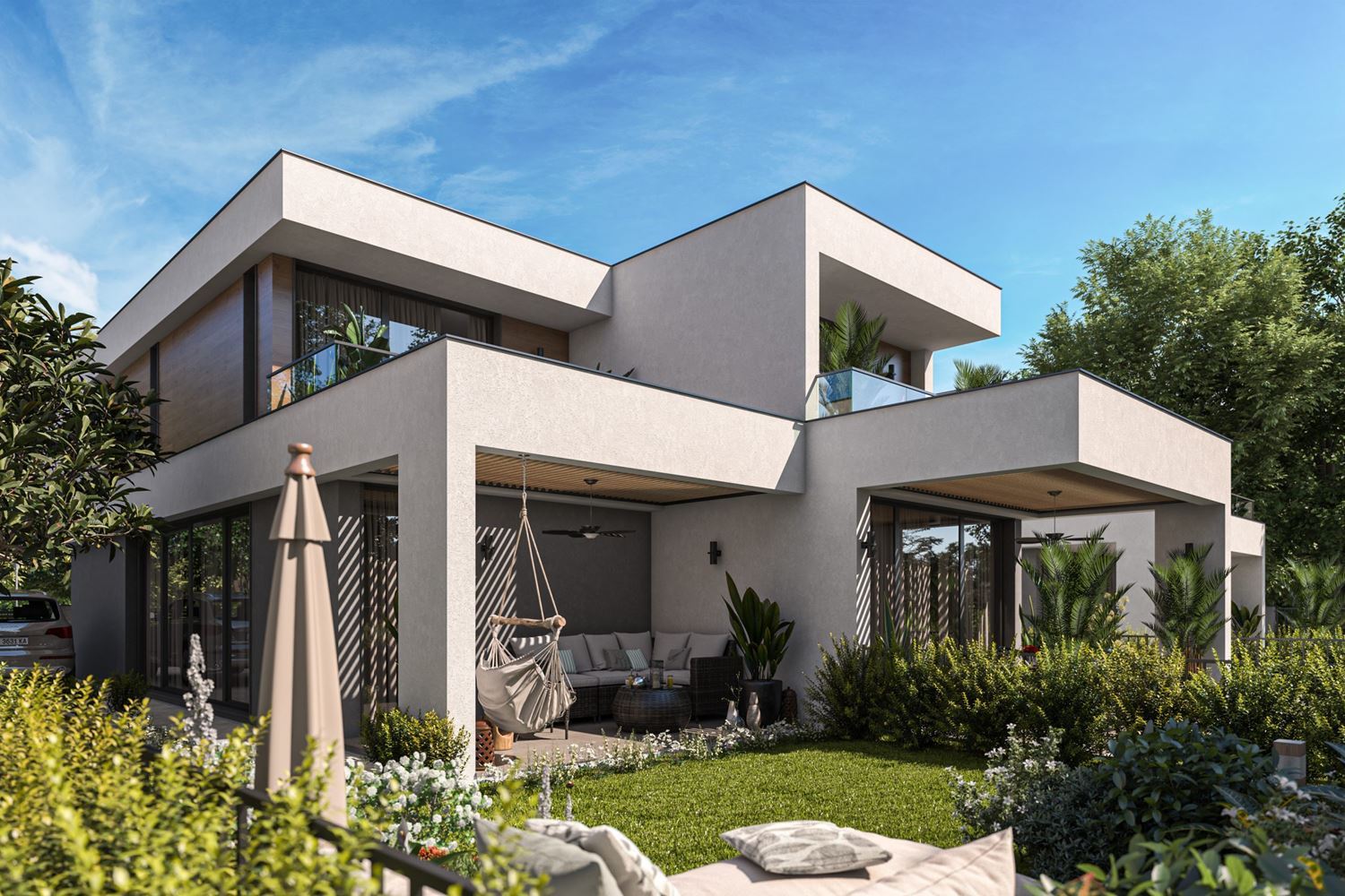 Výjimečný dvoupodlažní dům se třemi ložnicemi a prostornou zahradou v luxusním, střeženém komplexu mezi Sarafovem a Pomorií