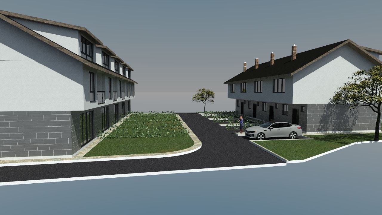 Třípodlažní řadový dům v Banevu – moderní výstavba, zahrada a dvě parkovací místa