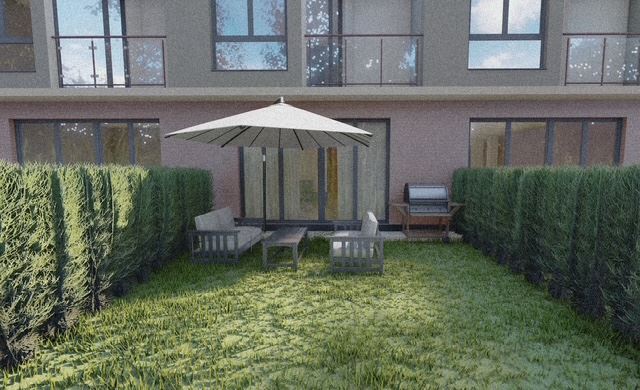 Třípodlažní řadový dům v Banevu – moderní výstavba, zahrada a dvě parkovací místa